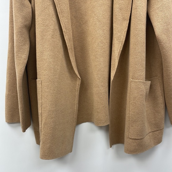 J. Crew Eloise Open Front Sweater Knit Blazer Jacket Minimalist Preppy Tan XL - Picture 5 of 10